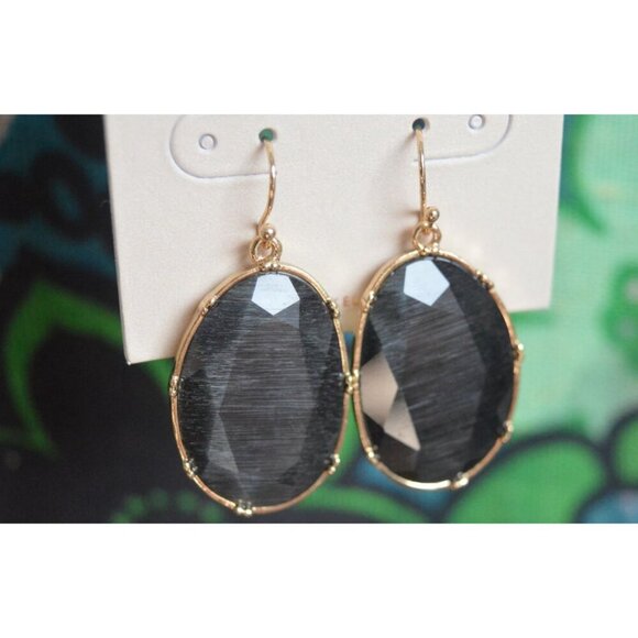 14th & Union Black Gold Tone Oval Drop Earrings NWT Gift - Picture 2 of 3